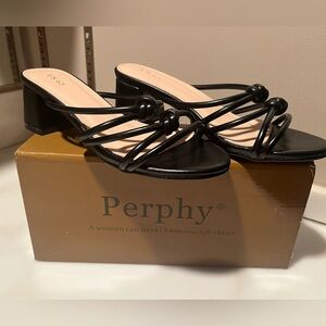 NEW—Perphy Women’s Black Sandal, Size 6.5